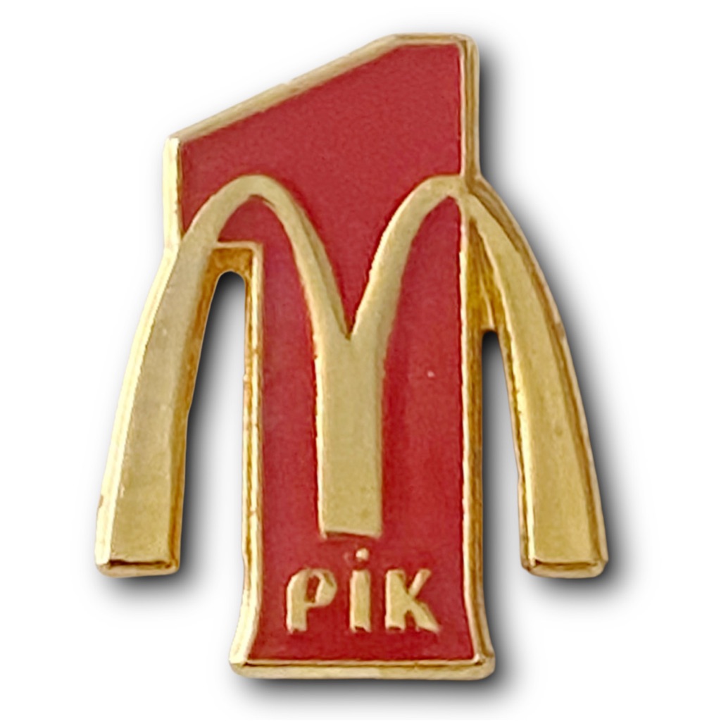 Mcdonald’s Pin Red #1 Pik 1990s Pay In Kind Golden Arches Metal Lapel Pin